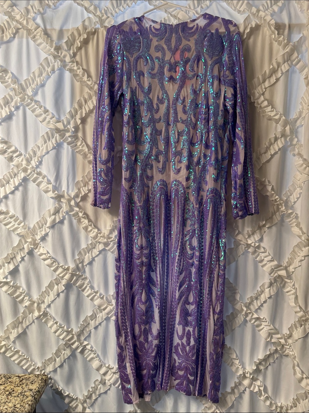 Southern Fried Chics Lavender Purple Sequin Embellished Long Duster - Picture 5 of 5